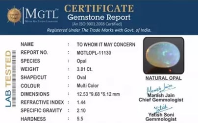 Opal - OPL 11130 (Origin - Ethiopian) Prime - Quality