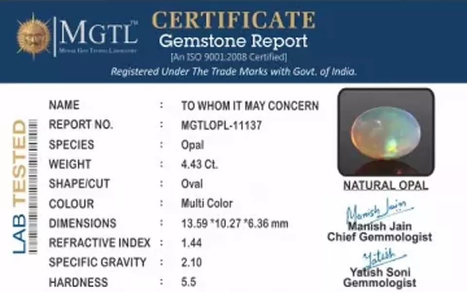 Opal - OPL 11137 (Origin - Ethiopian) Prime - Quality