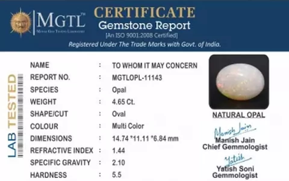 Opal - OPL 11143 (Origin - Ethiopian) Prime - Quality