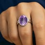 Oval Shape Amethyst 925 Silver Ring for Men