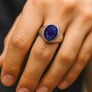 Oval Shape Blue Sapphire 925 Silver Ring for Men