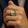 Oval Shape Cat's Eye 925 Silver Ring for Men