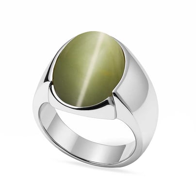 Oval Shape Cat's Eye 925 Silver Ring for Men