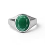 Oval Shape Emerald 925 Silver Ring for Men