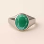 Oval Shape Emerald 925 Silver Ring for Men