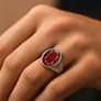 Oval Shape Hessonite Gomed 925 Silver Ring for Men
