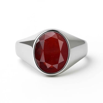 Oval Shape Hessonite Gomed 925 Silver Ring for Men