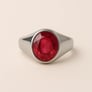 Oval Shape Ruby 925 Silver Ring for Men