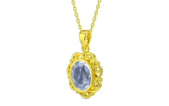 Panchdhatu Ceylon Blue Sapphire Pendant Fine Quality (P5)