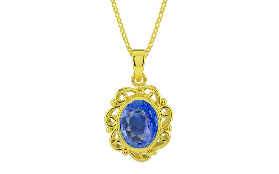 Panchdhatu Ceylon Blue Sapphire Pendant Limited Quality (P5)