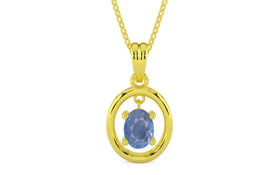 Panchdhatu Ceylon Blue Sapphire Pendant Prime Quality (P2)