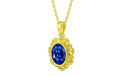 Panchdhatu Ceylon Blue Sapphire Pendant Rare Quality (P5)