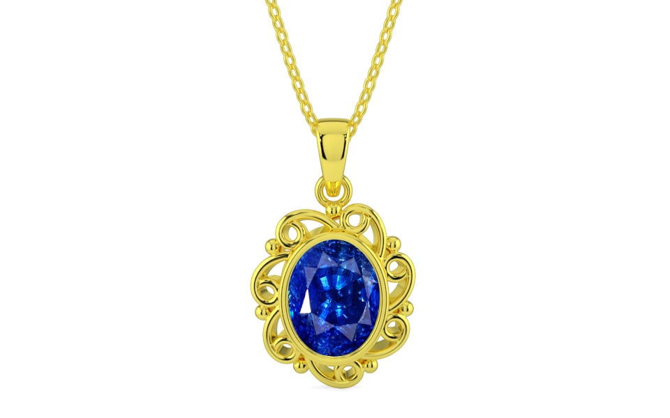 Panchdhatu Ceylon Blue Sapphire Pendant Rare Quality (P5)
