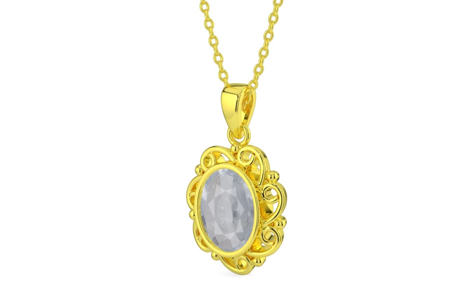 Panchdhatu Ceylon White Sapphire Pendant Fine Quality (P5)