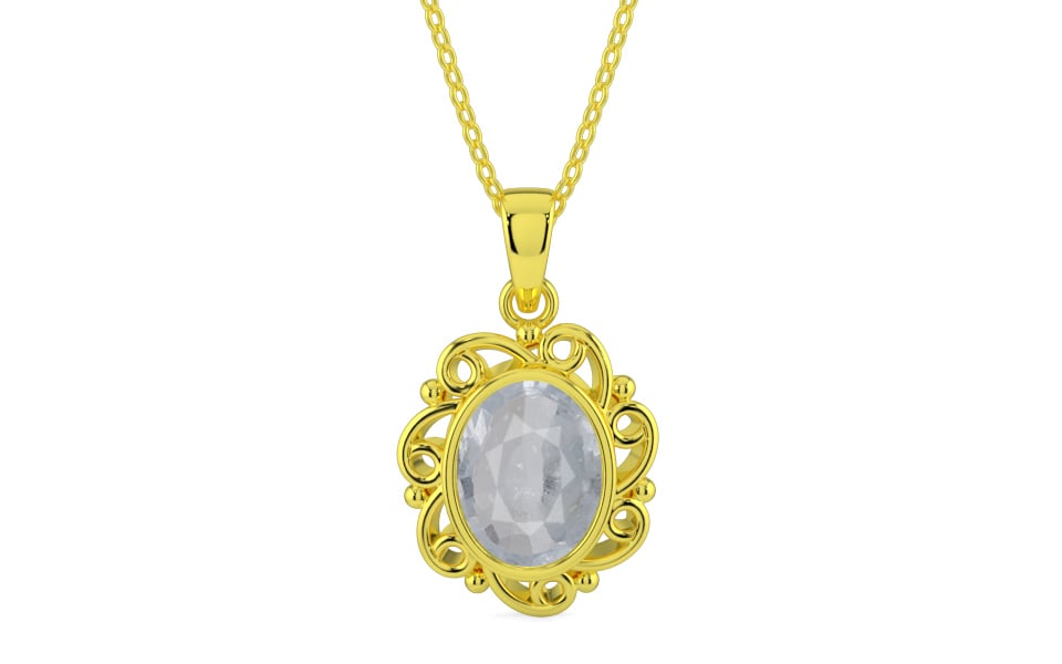 Panchdhatu Ceylon White Sapphire Pendant Fine Quality (P5)