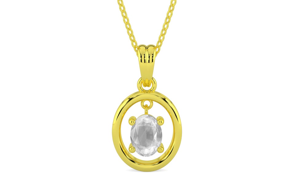 Panchdhatu Ceylon White Sapphire Pendant Limited Quality (P2)