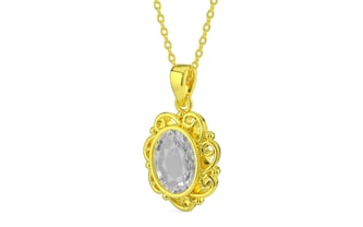 Panchdhatu Ceylon White Sapphire Pendant Rare Quality (P5)