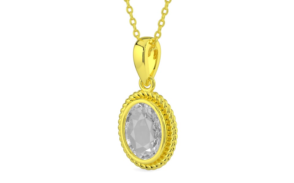 Panchdhatu Ceylon White Sapphire Pendant Rare Quality (P7)