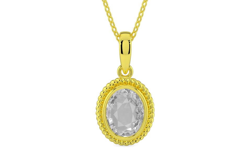 Panchdhatu Ceylon White Sapphire Pendant Rare Quality (P7)