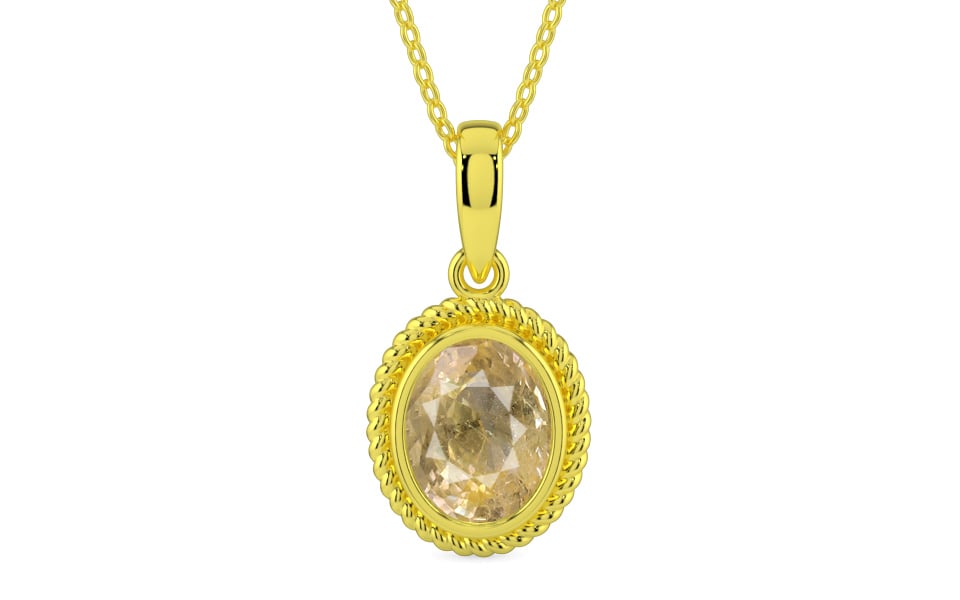 Panchdhatu Ceylon Yellow Sapphire Pendant Fine Quality (P7)