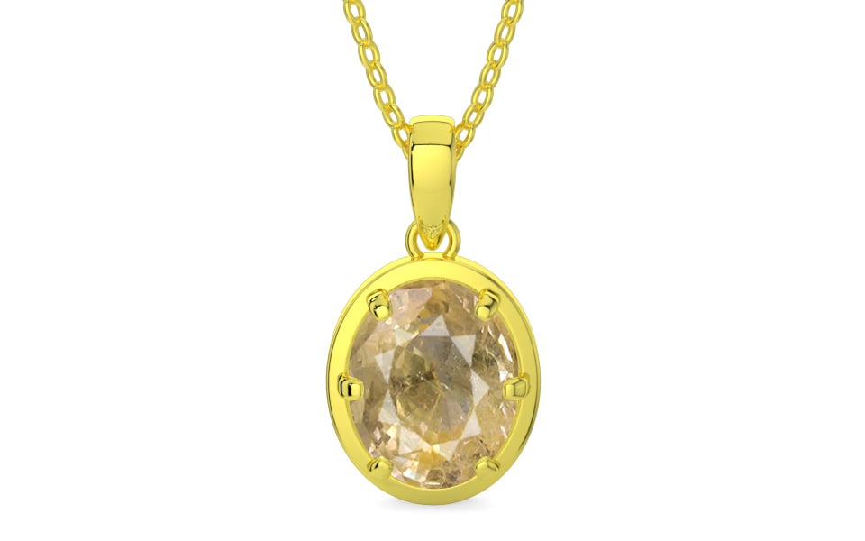 Panchdhatu Ceylon Yellow Sapphire Pendant Fine Quality (P8)