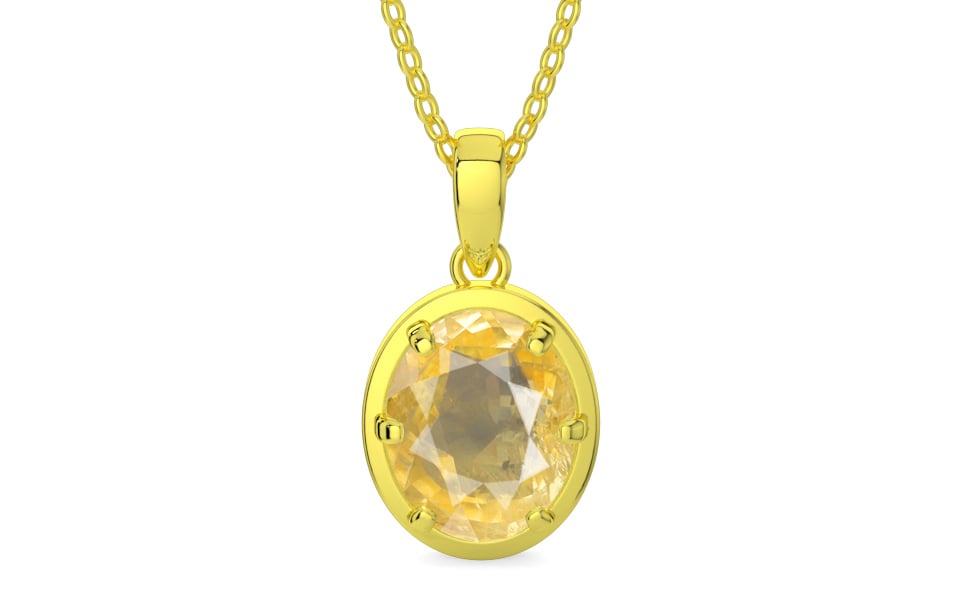 Panchdhatu Ceylon Yellow Sapphire Pendant Prime Quality (P8)