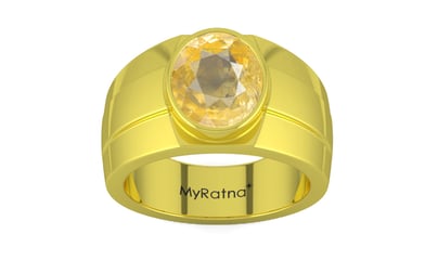 Panchdhatu Ceylon Yellow Sapphire Ring Prime Quality (R1)