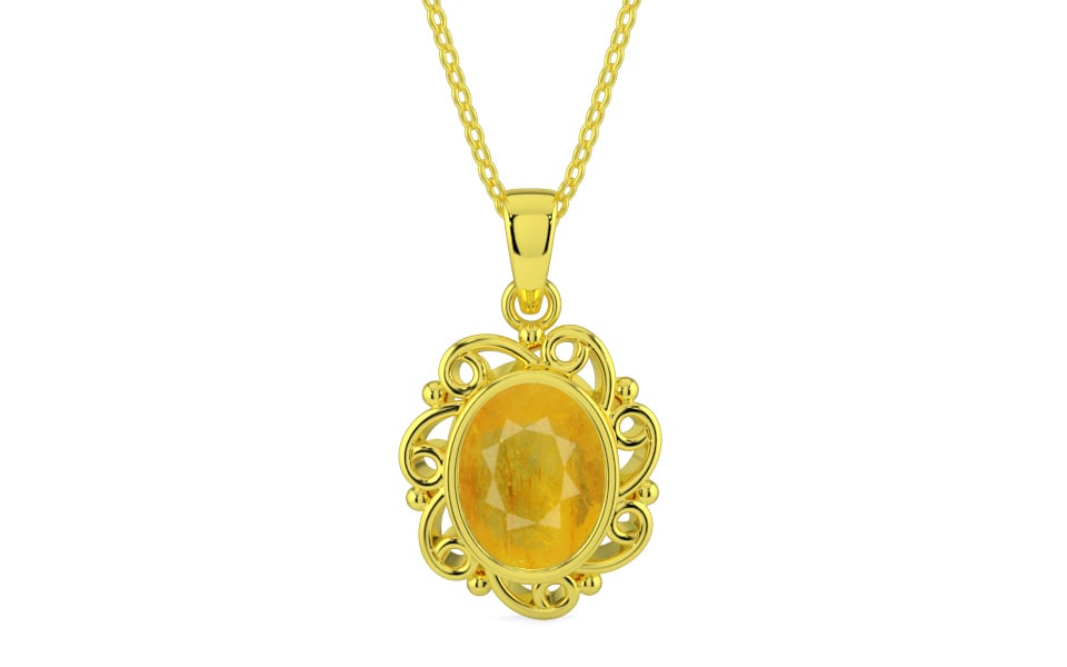 Panchdhatu Thailand Yellow Sapphire Pendant Fine Quality (P5)