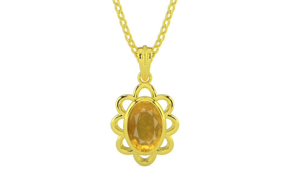 Panchdhatu Thailand Yellow Sapphire Pendant Prime Quality (P3)