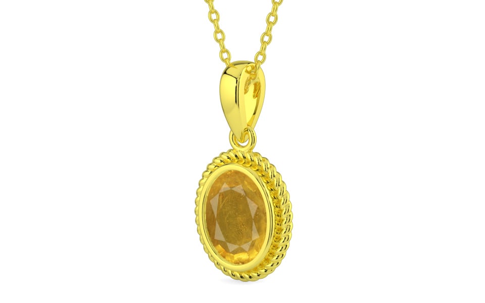 Panchdhatu Thailand Yellow Sapphire Pendant Prime Quality (P7)