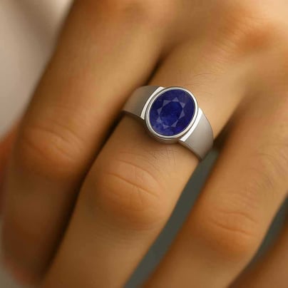 Premium 925 Sterling Silver Blue Sapphire Stone Men’s Ring