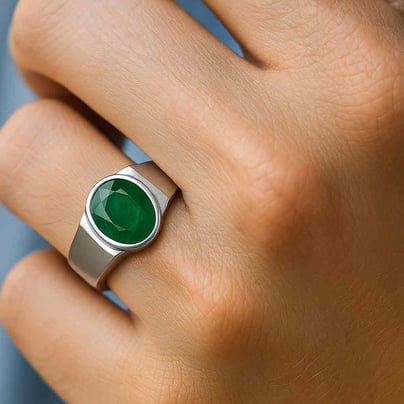Premium 925 Sterling Silver Emerald Stone Men’s Ring