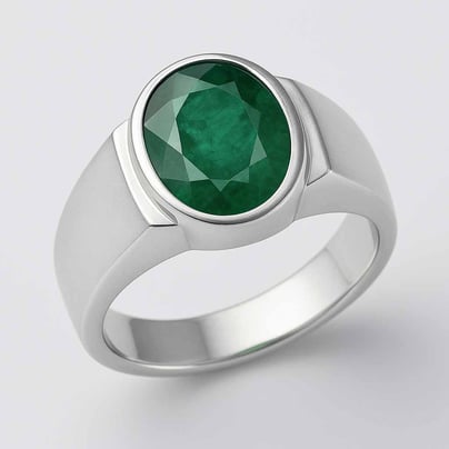 Premium 925 Sterling Silver Emerald Stone Men’s Ring