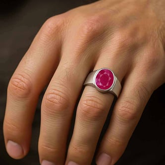 Premium 925 Sterling Silver Ruby Stone Men’s Ring