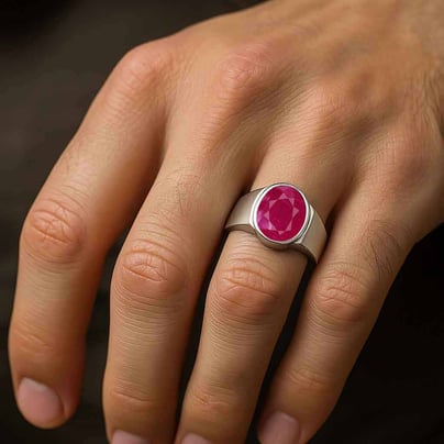 Premium 925 Sterling Silver Ruby Stone Men’s Ring