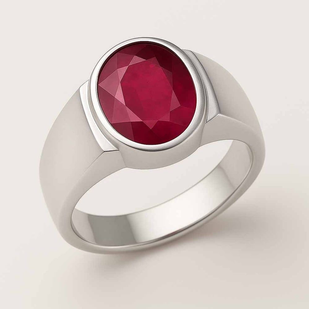 Premium 925 Sterling Silver Ruby Stone Men’s Ring