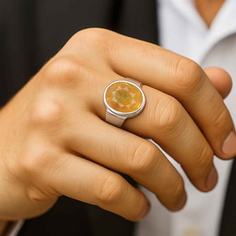 Premium 925 Sterling Silver Yellow Sapphire Stone Men’s Ring