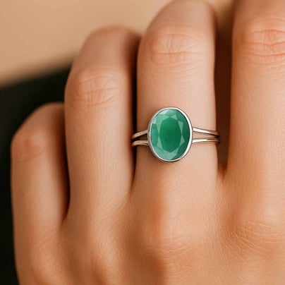 Premium Crafted Sterling Silver Emerald Ring for Women