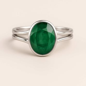 Premium Crafted Sterling Silver Emerald Ring for Women