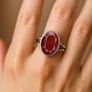 Premium Crafted Sterling Silver Hessonite Gomed Ring for Women