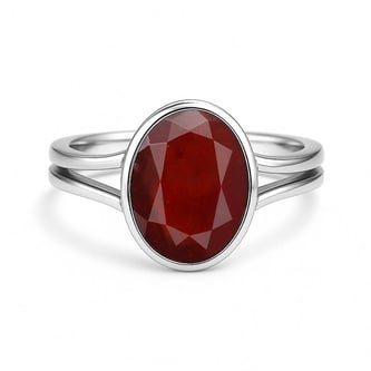 Premium Crafted Sterling Silver Hessonite Gomed Ring for Women