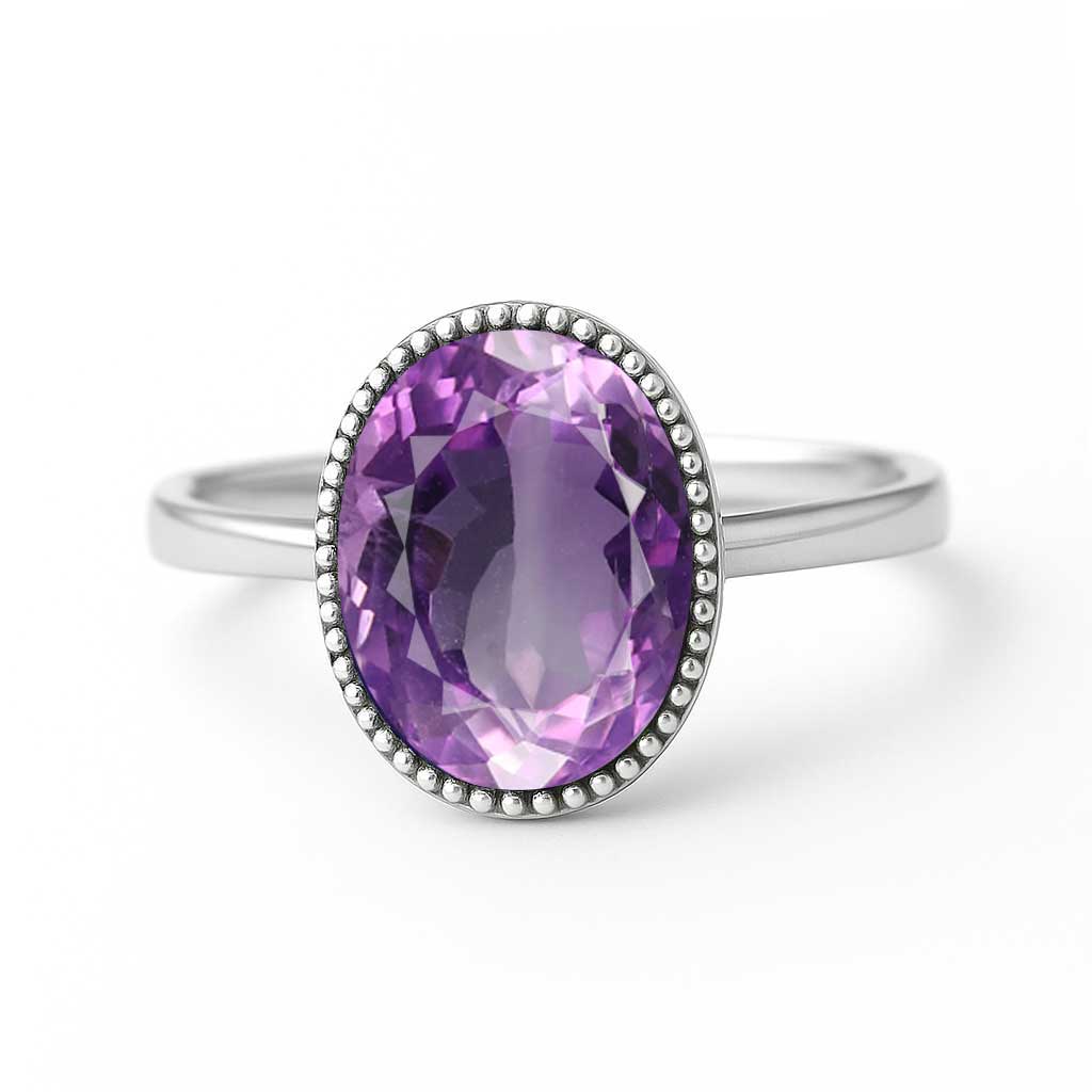 Premium Royal Sterling Silver Amethyst (Jamuniya) Ring for Her