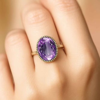 Premium Royal Sterling Silver Amethyst (Jamuniya) Ring for Her