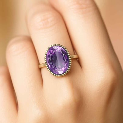 Premium Royal Sterling Silver Amethyst (Jamuniya) Ring for Her