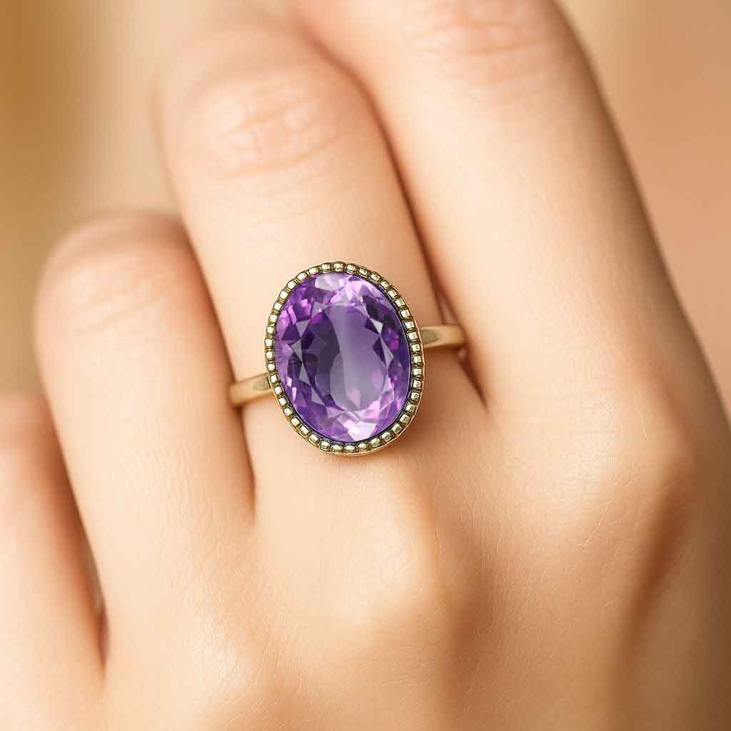 Premium Royal Sterling Silver Amethyst (Jamuniya) Ring for Her