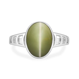 Premium Royal Sterling Silver Cat's Eye (Lehsuniya) Ring for Her
