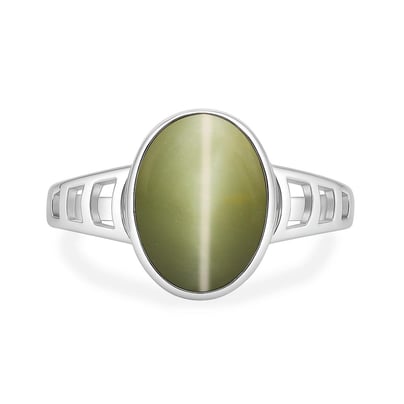 Premium Royal Sterling Silver Cat's Eye (Lehsuniya) Ring for Her