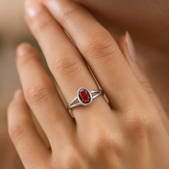 Premium Royal Sterling Silver Hessonite Gomed  Ring for Her