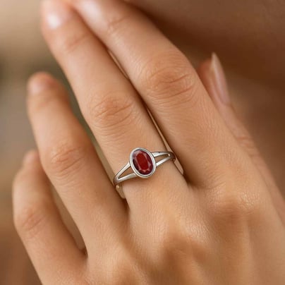 Premium Royal Sterling Silver Hessonite Gomed  Ring for Her