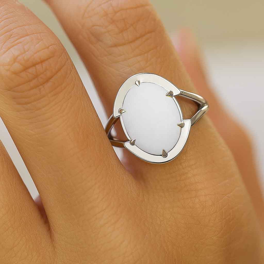 Premium Royal Sterling Silver Opal Gemstone Ring for Her